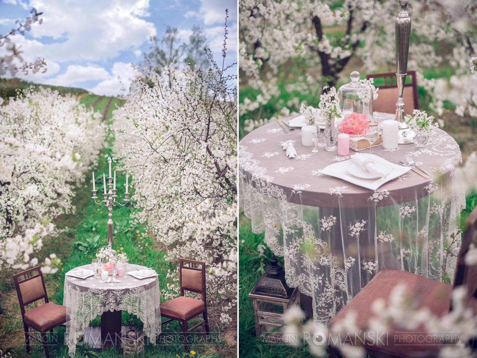 Wiosenna aranżacja stołów weselnych.